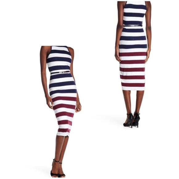 🎉HOST PICK🎉 Ted Baker Yuni Striped Bodycon Dress with belt - Picture 4 of 9